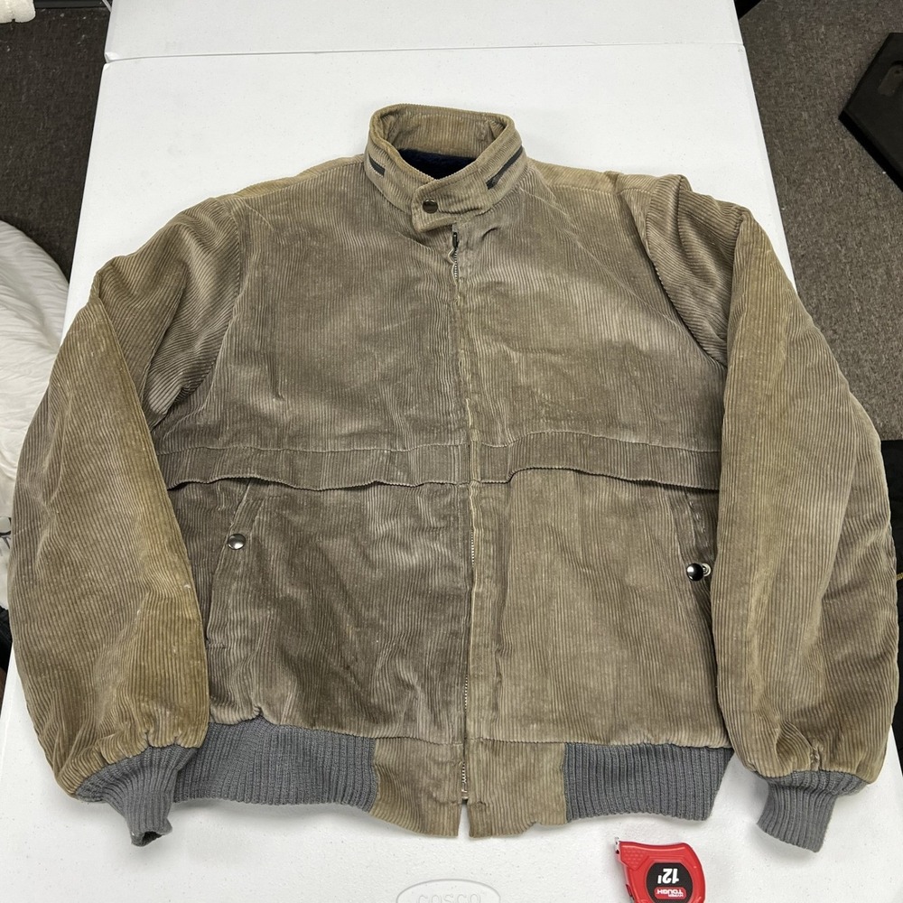 Westwind Sportswear Corduroy Bomber Jacket Mens 46 Tan Faux Fur Lined USA Made